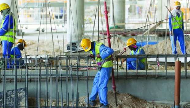 Labourers working on a construction site Doha