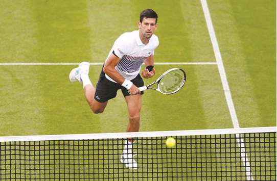 Novak Djokovic of Serbia in action during his second round match against Canadau2019s Vasek Pospisil at Aegon International in Eastbourne yesterday. (Reuters)