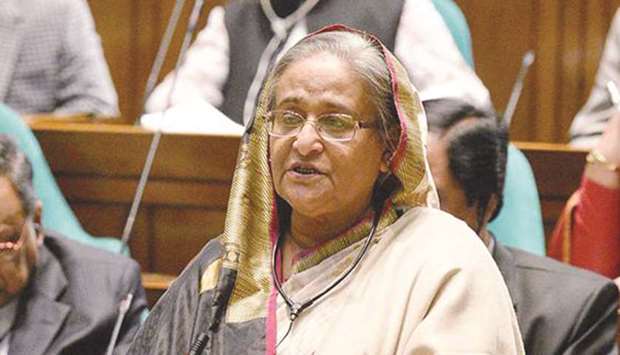 Prime Minister Sheikh Hasina speaking in parliament yesterday.