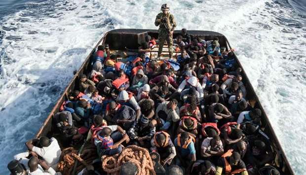 The rescue of 147 illegal immigrants attempting to reach Europe