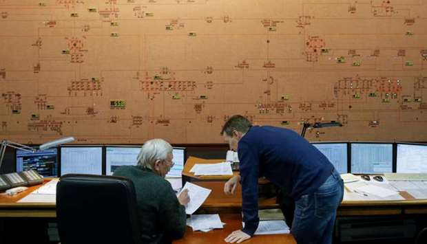 Dispatchers are seen inside the control room of Ukraine's National power company  Ukrenergo in Kiev, Ukraine, October 13, 2016.