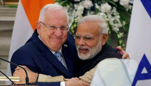 Israeli President Rivlin and India's PM Modi (file photo)
