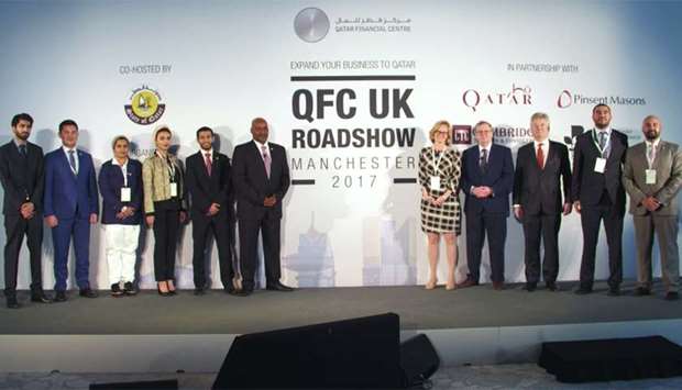 Dignitaries at the QFC's roadshow in the UK. Qatar is the UKu2019s third largest export market in the Mena region