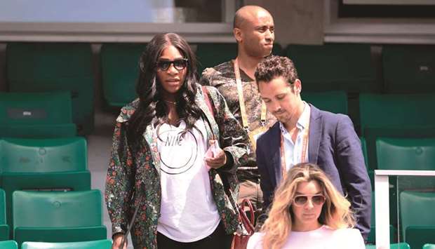 US player Serena Williams (left) leaves after attending her sister Venus Williamsu2019 French Open match against Japanu2019s Kurumi Nara in Paris on Wednesday. (AFP)
