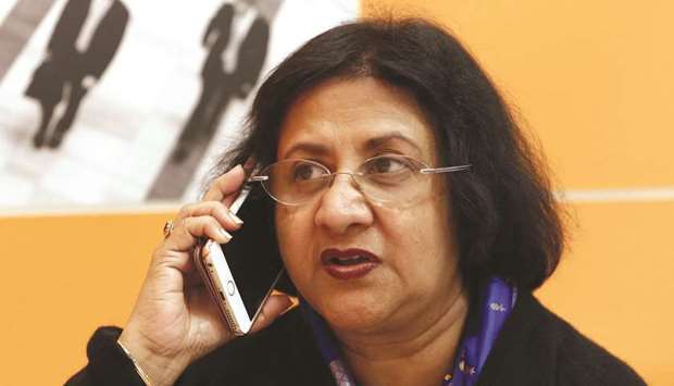 State Bank of India chairperson Arundhati Bhattacharya speaks during an interview at the St Petersburg International Economic Forum (SPIEF), Russia. Bhattacharya said the SBI would likely opt for selling the shares via a qualified institutional placement, a method under which a listed company can issue equity shares and some other securities to a select group of institutional buyers.
