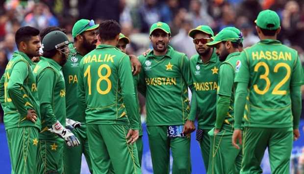 Pakistan cricketers during the ICC Champions trophy match