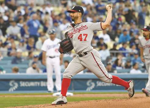 Washington Nationals starting pitcher Gio Gonzalez delivers a pitch in the first inning against the Los Angeles Dodgers at Dodger Stadium. PICTURE: USA TODAY Sports