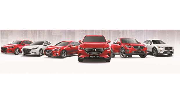 The Mazda range of vehicles.