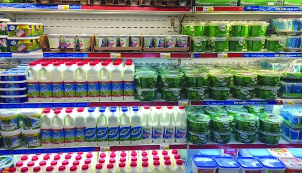 Dairy products on display at Safari Mall