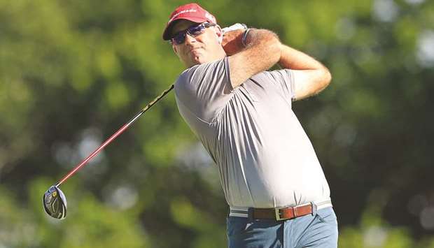 Stewart Cink plays his shot from the ninth tee during the first round of the FedEx St. Jude Classic at TPC Southwind in Memphis, Tennessee. (Getty Images/AFP)