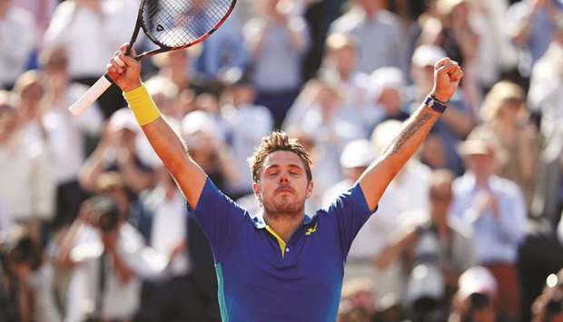 Stan Wawrinka celebrates his win over Andy Murray. (AFP/Reuters)