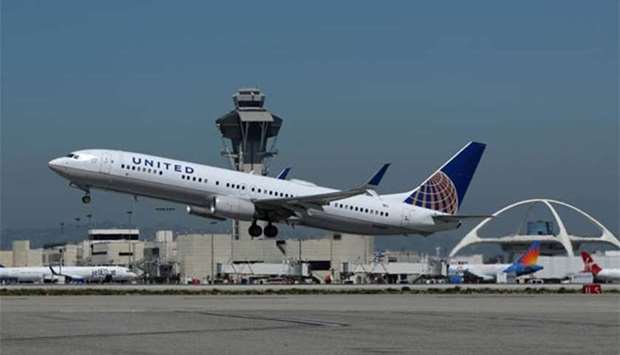 A United Airlines Boeing 737-900ER plane takes off from Los Angeles International airport. File picture