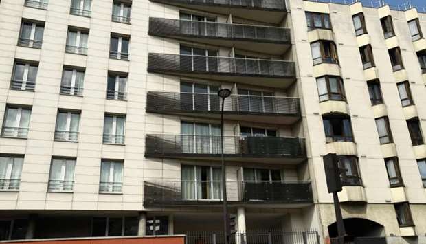 This picture taken on May 28, 2018 shows the facade of a building in Paris scaled by a 22-year old Mamoudou Gassama from Mali to save a 4-year-old child dangling from a fifth-floor balcony.