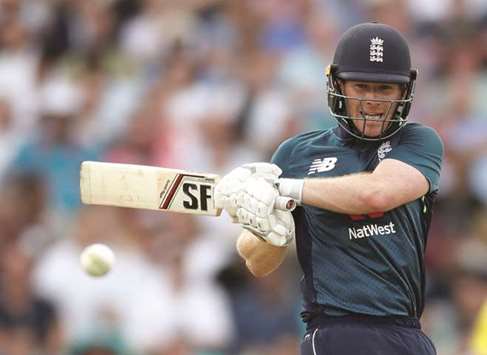 Englandu2019s Eoin Morgan in action during the first ODI against Australia in London yesterday. (Reuters)