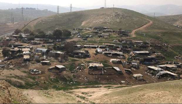 Khan al-Ahmar, the Palestinian Bedouin village. 