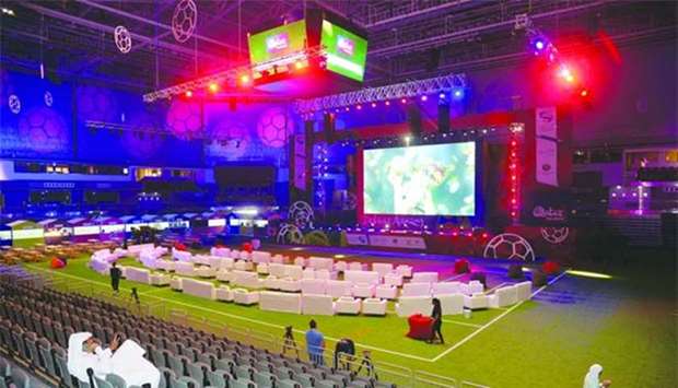 The Qatar Fan Zone at the Ali Bin Hamad Al Attiyah Arena in Al Sadd is screening matches live of the 2018 FIFA World Cup in Russia. PICTURES: Noushad Thekkayil.