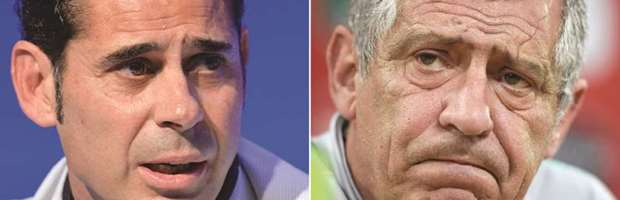 Spainu2019s newly-named coach Fernando Hierro (left) and Portugalu2019s coach Fernando Santos.