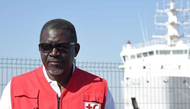 Secretary General of the International Federation of Red Cross and Red Crescent Societies (IFRC) Elhadj As Sy poses