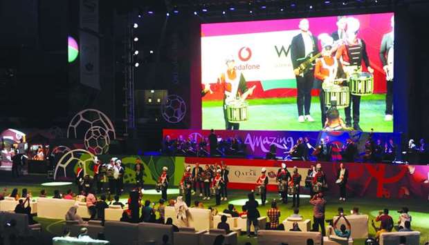 Some 180 artists performed live at the opening of the Qatar Fan Zone at the Ali Bin Hamad Al Attiyah Arena in Al Sadd. PICTURE: Shemeer Rasheed.