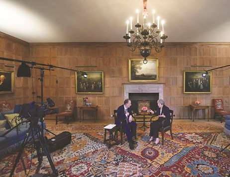 Prime Minister Theresa May speaks on the Marr Show on BBC television filmed at her official country residence Chequers in Buckinghamshire, Britain.