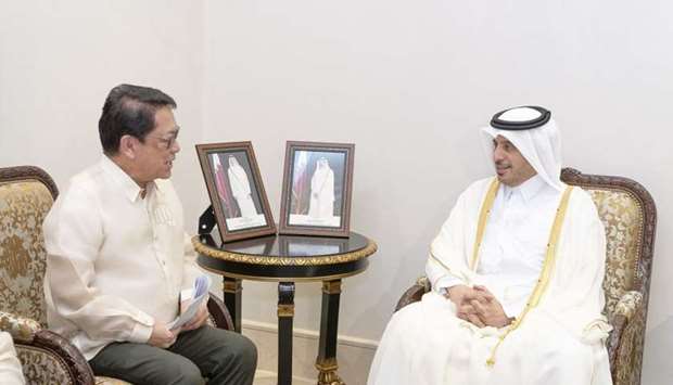 HE the Prime Minister and Minister of Interior Sheikh Abdullah bin Nasser bin Khalifa al-Thani on Sunday met with Philippines Secretary of Labour and Employment Silvestre Bello III and his delegation. They reviewed co-operation between the two countries, and means of boosting them in various fields, as well as a number of issues of mutual interest.