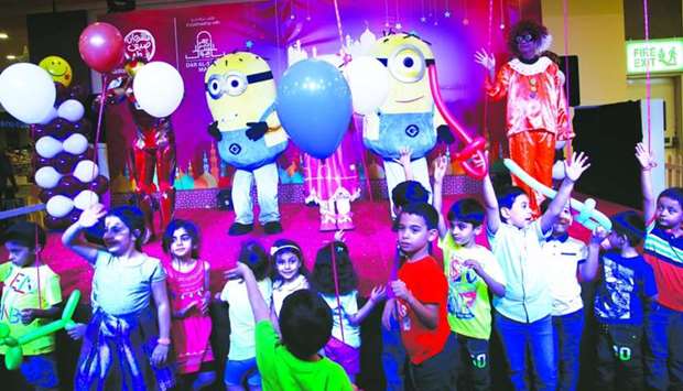 Children enjoy a performance on Sunday at Dar Al Salam Mall in Doha as part of the Qatar Summer Festival, which runs until August 31. Organised by Qatar Tourism Authority, the 11-week festival is a nationwide celebration of the countryu2019s diverse retail and hospitality offerings, complemented by a host of entertainment and sports activities.  PICTURE: Jayaram.