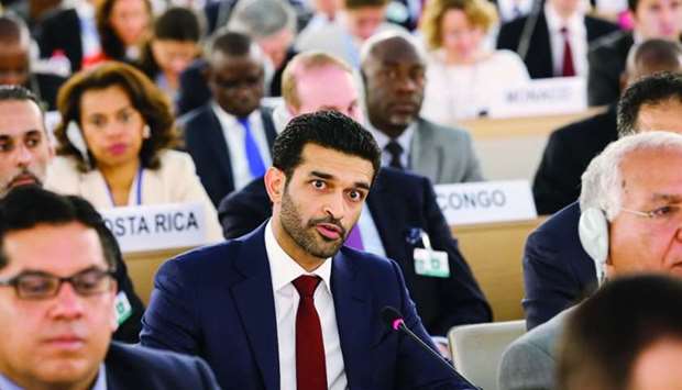 The SC secretary general Hassan al-Thawadi addressing the opening of the 38th Session of the UN Human Rights Council in Geneva.