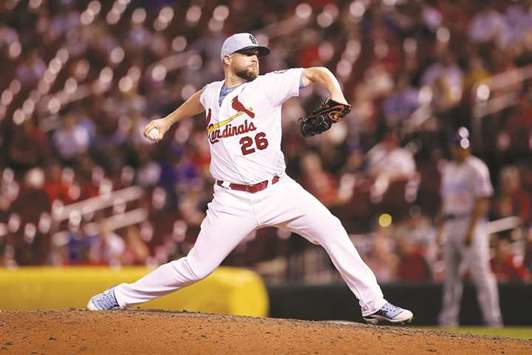 St. Louis Cardinals relief pitcher Bud Norris pitches during the ninth inning against the Chicago Cubs at Busch Stadium. PICTURE: USA TODAY Sports