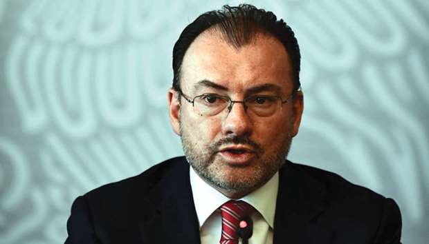 Mexican Foreign Minister Luis Videgaray gives a press conference at the ministry in Mexico City yesterday.
