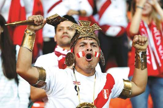 A Peru fan ahead of the match against Denmark on Saturday. (Reuters)