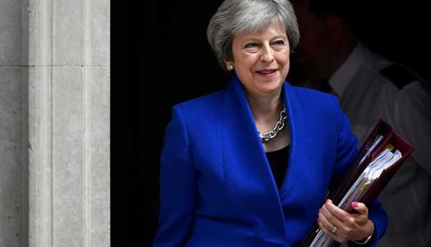 Britain's Prime Minister Theresa May leaves 10 Downing Street in London, Britain