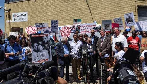 New Jersey and New York Congressmen hold a news conference during a protest against recent U.S. immigration policy of separating children from their families when they enter the United States as undocumented immigrants