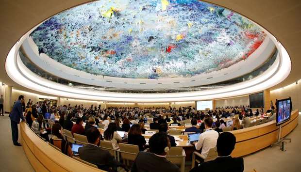 An overview of the Human Rights Council yesterday, one day after the US announced their withdrawal at the United Nations, in Geneva.