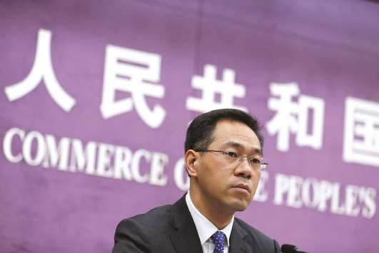 Chinau2019s Ministry of Commerce spokesperson Gao Feng attends a news conference at the commerce ministry in Beijing. Previous trade negotiations with the US were constructive, but Beijing has had to respond in a strong manner due to the US tariff threats, Gao said.
