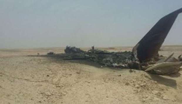 Remains of the crashed jet. Picture posted on social media
