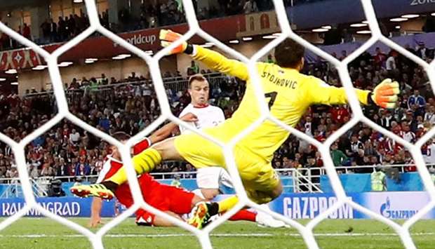 Switzerland's Xherdan Shaqiri scores their second goal