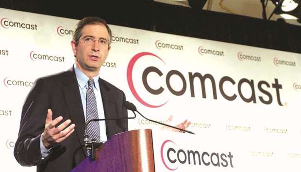 Brian Roberts, president and CEO of Comcast Corporation, speaks during  a press conference in New York (file). After Walt Disney Co raised its offer for 21st Century Fox Incu2019s entertainment assets to $71.3bn, Roberts is now mulling how to respond to the escalating bidding war.