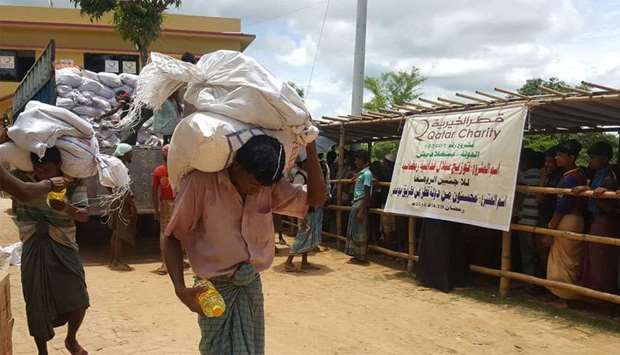 Food baskets distributed to Rohingyas.rnrn