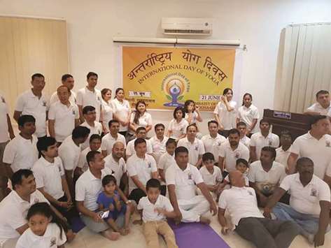 GROUP PHOTO: The participants at the International Day of Yoga celebrations in a group photo.