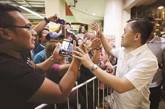 Special Assistant to the President Bong Go meets his supporters at the Camp Evangelista Station Hospital in Cagayan de Oro City.