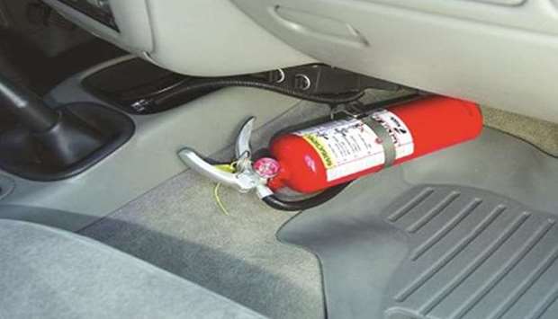 A valid fire extinguisher should be kept within easy reach in the vehicle