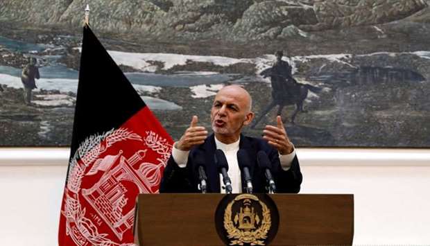 Afghan President Ashraf Ghani speaks during a news conference in Kabul