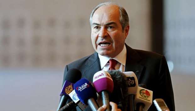 Jordan's Prime Minister Hani Mulki speaks to the media after the swearing-in ceremony for the new cabinet at the Royal Palace in Amman, Jordan.  June 1, 2016 file picture.