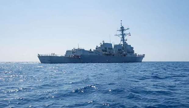 A US warship seen in South China Sea. File picture
