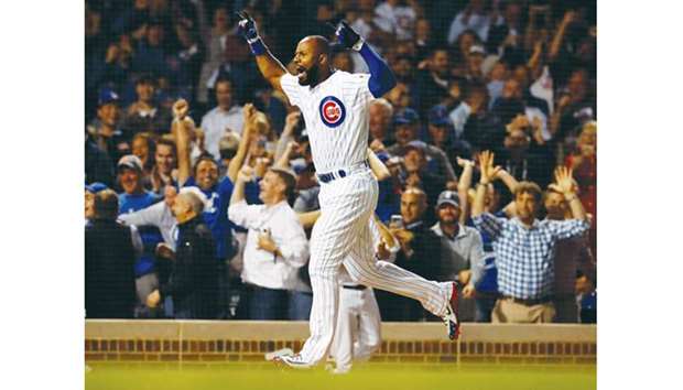 Chicago Cubs right fielder Jason Heyward celebrates after scoring a game-winning grand slam home against the Philadelphia Phillies in the ninth inning at Wrigley Field on Wednesday. (USA TODAY Sports)