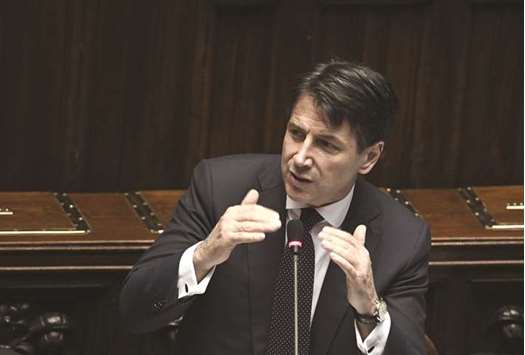 Italian premier Giuseppe Conte speaks at the Lower House, ahead of a confidence vote on the government programme, in Rome on June 6, 2018.  With a clear mandate for change, Italyu2019s new government could implement a vigorous, pragmatic, long-term policy agenda to produce inclusive growth.