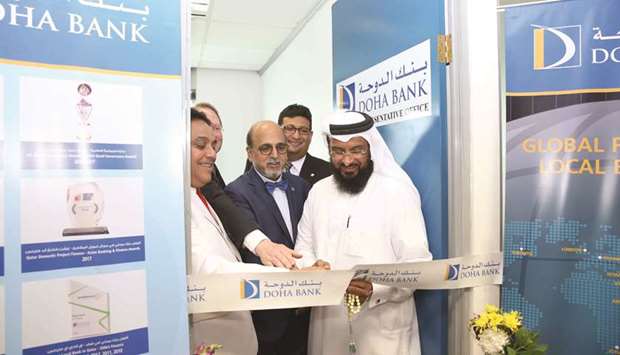 Dr Seetharaman and other dignitaries during the opening of Doha Banku2019s representative office in Sri Lanka.
