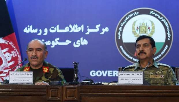 Afghan Army Chief of Staff, General Sharif Yaftali (L) and Deputy Minister, General Akhtar Mohammad Ibrahimi (R)