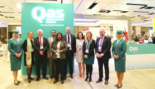 Qatar Aviation Services officials at the 32nd IATA Ground Handling Conference in Madrid, Spain