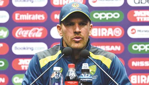 Australiau2019s captain Aaron Finch speaks at a press conference in Taunton, England, yesterday. (AFP)